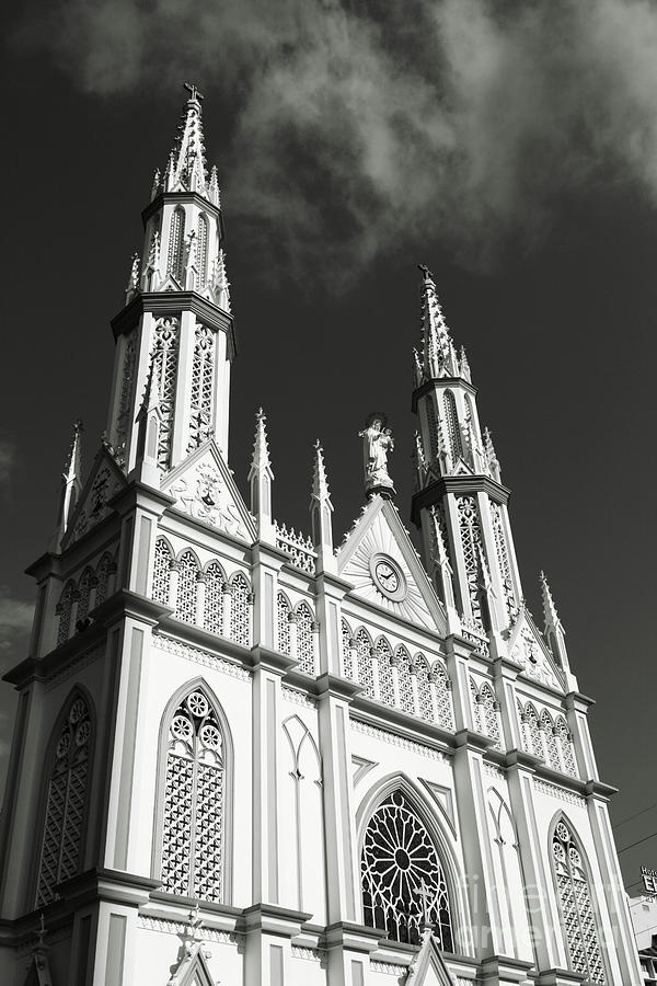 El Carmen Church black and white Panama City Photograph by James Brunker