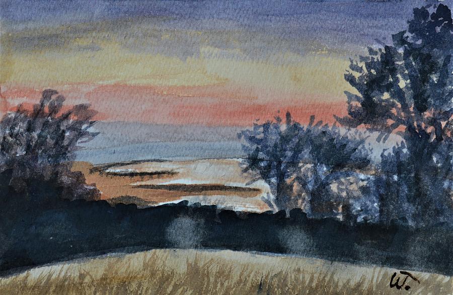 El Dorado Hills Vista at Folsom Lake Painting by Warren Thompson
