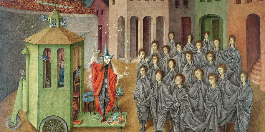 El Malabarista o el Juglar - The Magician, The Juggler by Remedios Varo Painting by Remedios Varo El Malabarista o el Juglar - The Magician, The Juggler by Remedios Varo Painting by Remedios Varo