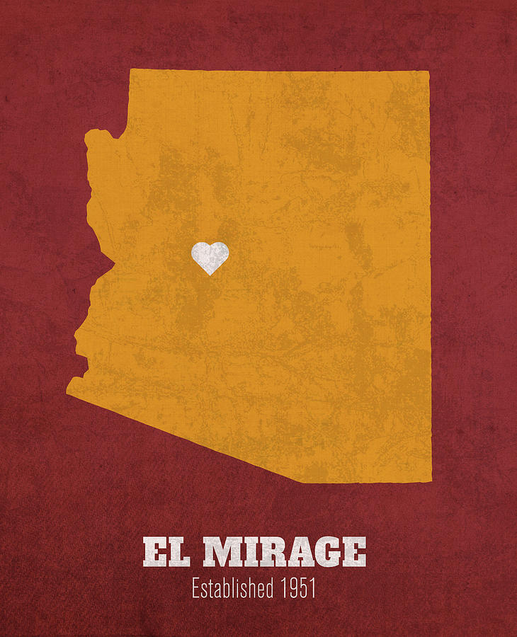 El Mirage Arizona City Map Founded 1951 Arizona State University Color ...