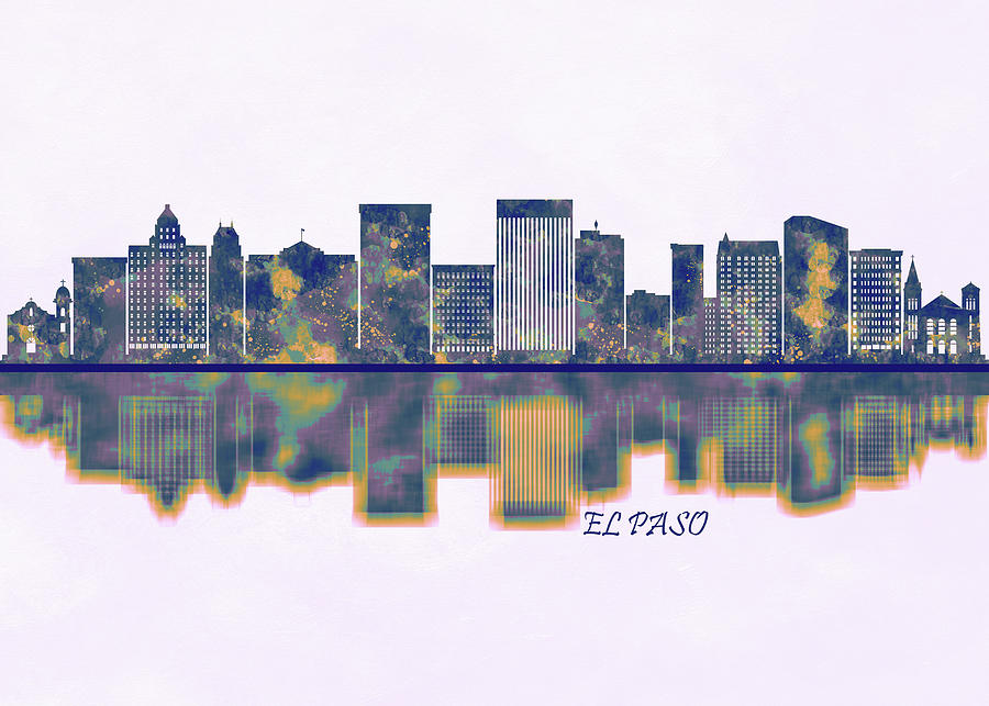 El Paso Skyline Painting by NextWay Art - Pixels