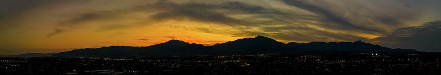 El Paso Texas Franklin Mountain Sunset Panorama Photograph by SR Green