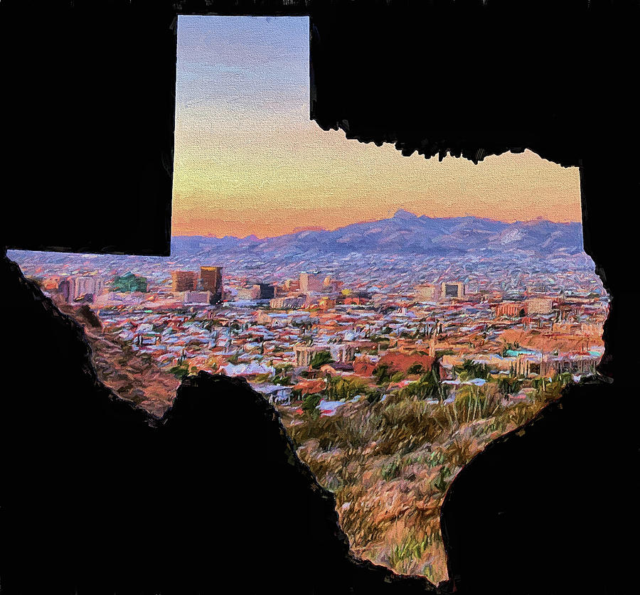 El Paso Digital Art - El Paso Texas State Outline by JC Findley