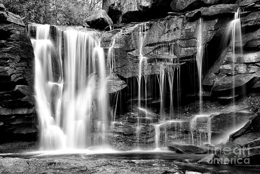Elakala Falls in West Virginia - black and white Photograph by Brendan Reals