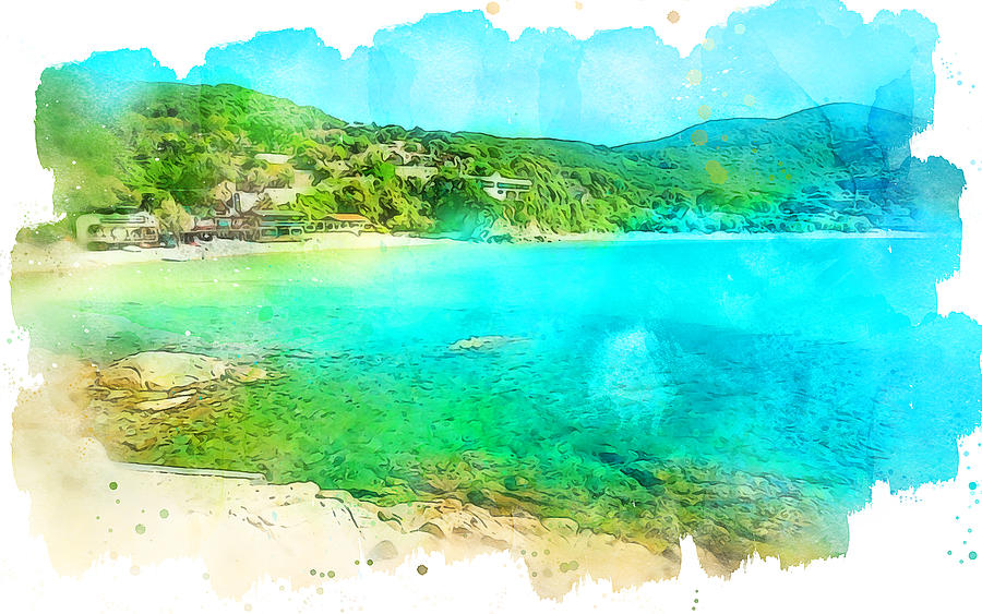 Elba Island, Tuscany - Watercolor 02 Painting by AM FineArtPrints