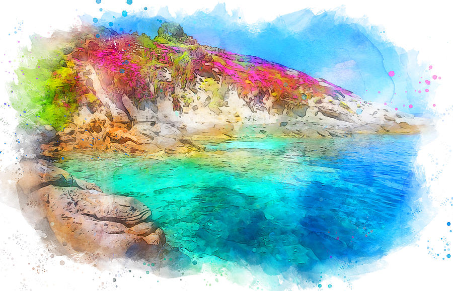 Elba Island, Tuscany - Watercolor 04 Painting by AM FineArtPrints