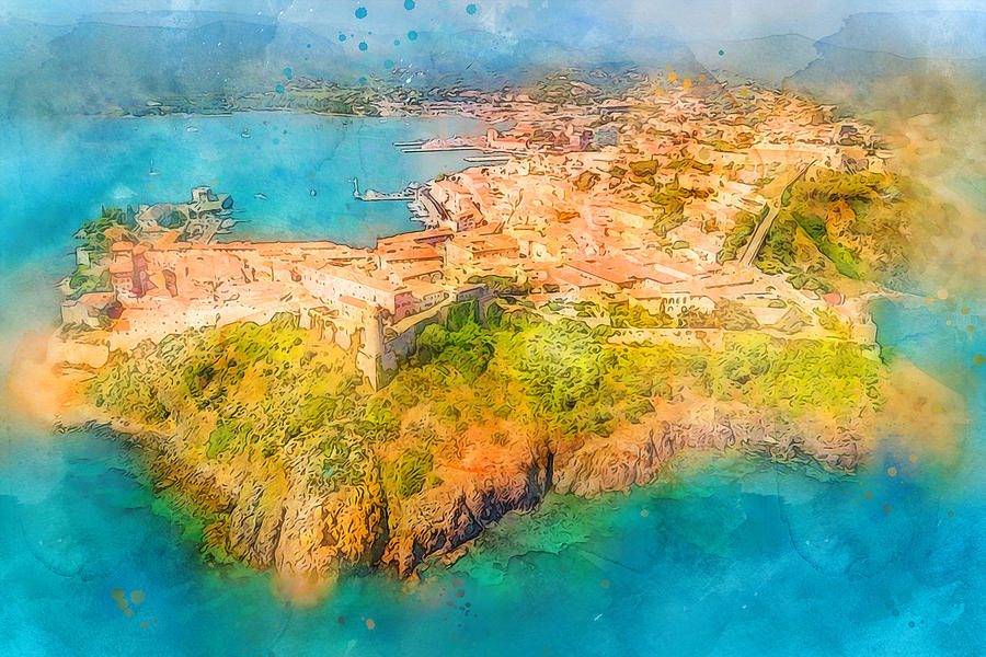 Elba Island, Tuscany - Watercolor 05 Painting by AM FineArtPrints