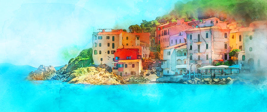 Elba Island, Tuscany - Watercolor 07 Painting by AM FineArtPrints