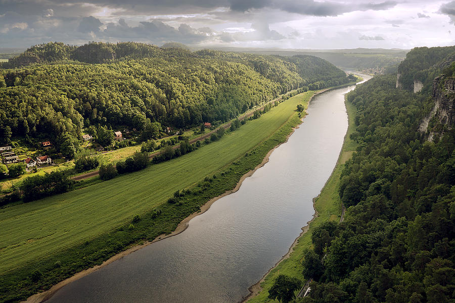 Elbe Valley and Elbe Sandstone Mountains Photograph by Bernd Schunack
