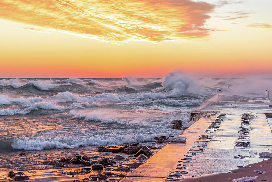 Elberta Beach at Sunset Photograph by Sheen Watkins