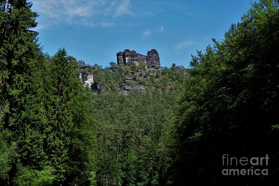 Mountain Photograph - Elbesandstone rock formation spotted from the Amselgrund in Saxon Switzerland by Pis Ces