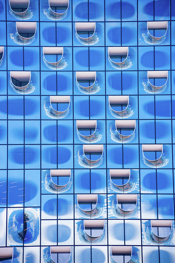 Elbphilharmonie Glass Facade Detail Blue Windows Photograph by Matthias Hauser