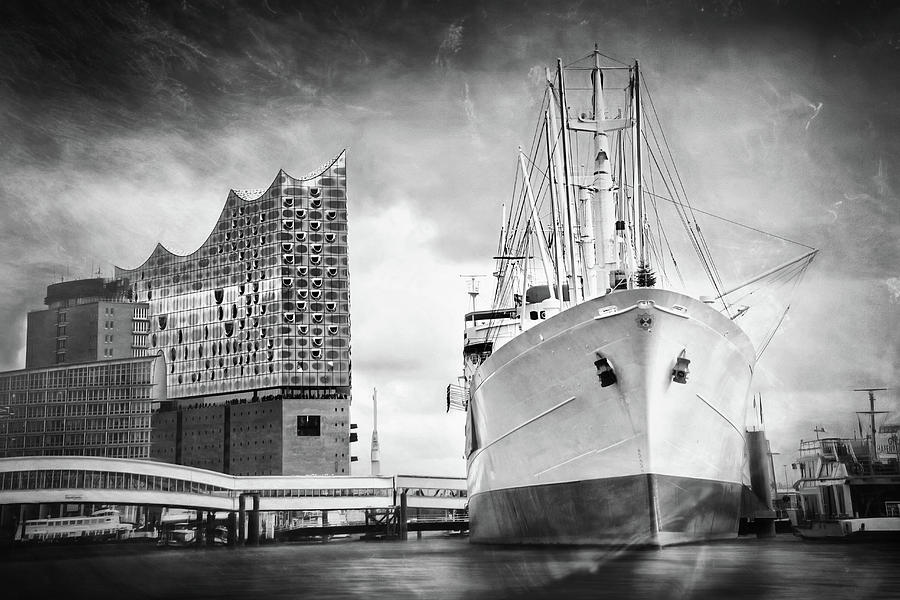 Elbphilharmonie HafenCity Hamburg Germany Black and White  Photograph by Carol Japp