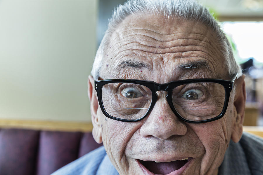 Elderly Man Goofy Grin Close-Up Photograph by Willowpix