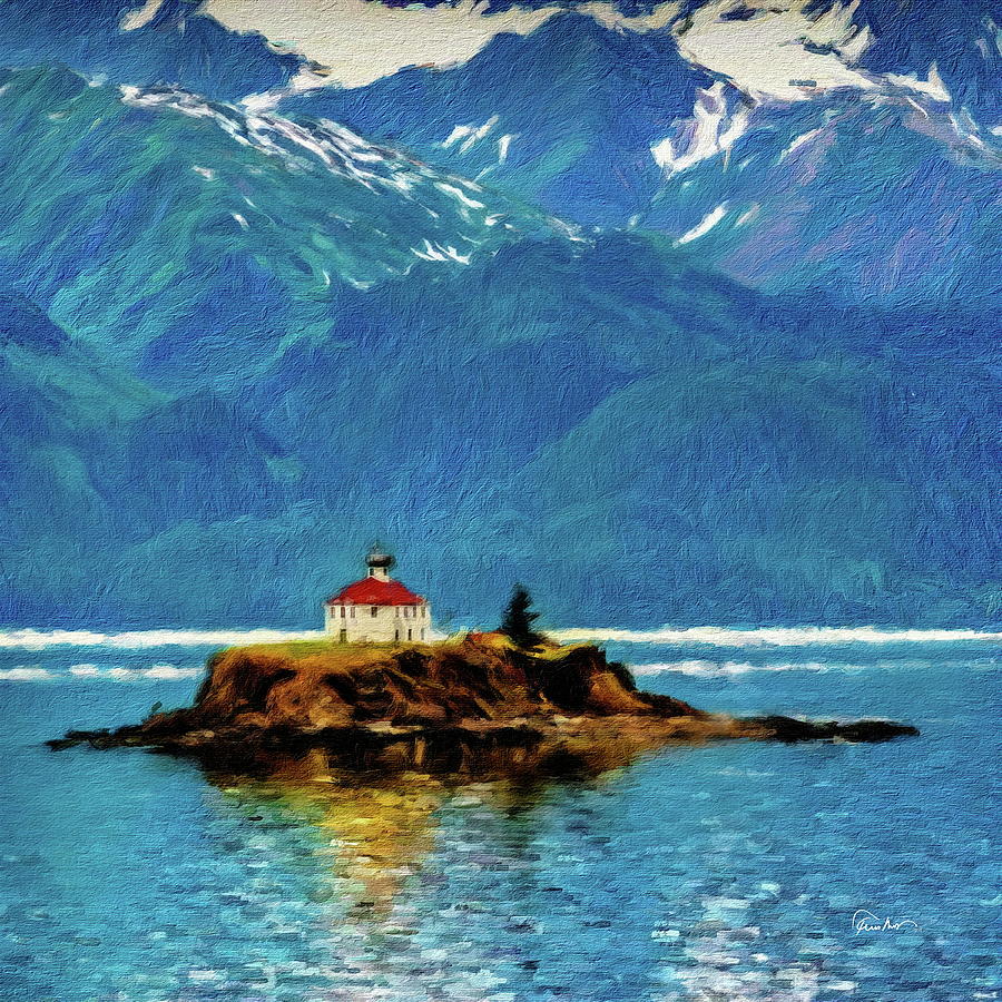 Eldred Rock Lighthouse in Alaska Digital Art by Russ Harris