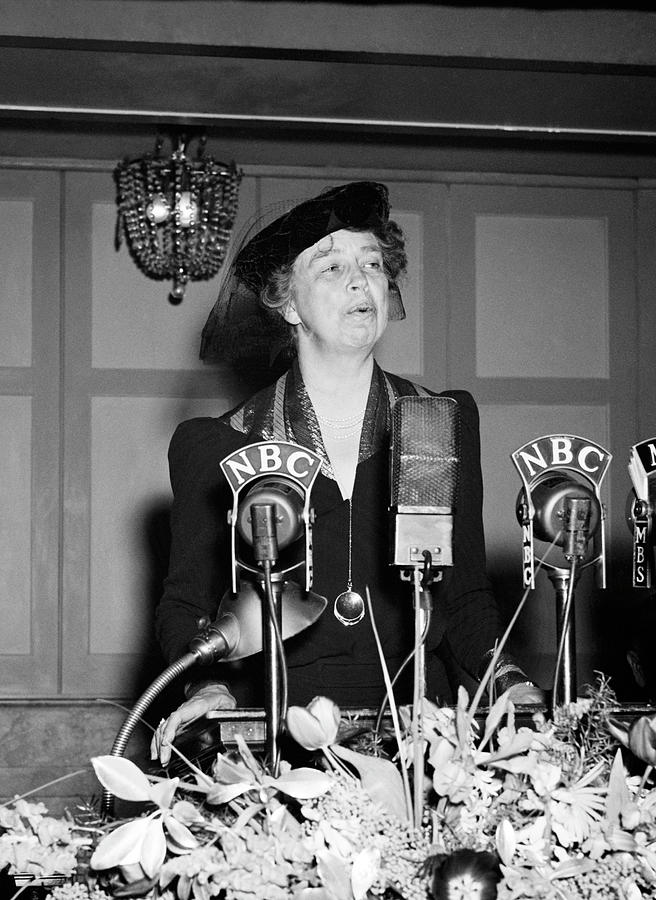 Eleanor Roosevelt Speaking To Crowd - 1939 Photograph by War Is Hell Store