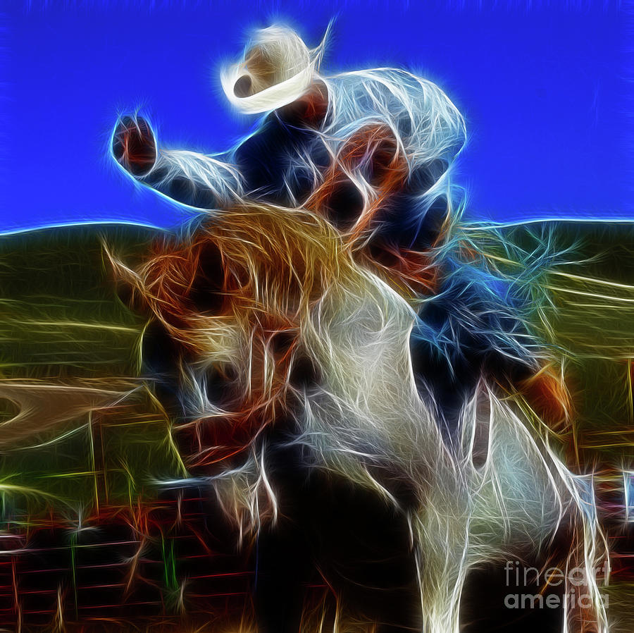 Horse Photograph - Electric Cowboy by Bob Christopher