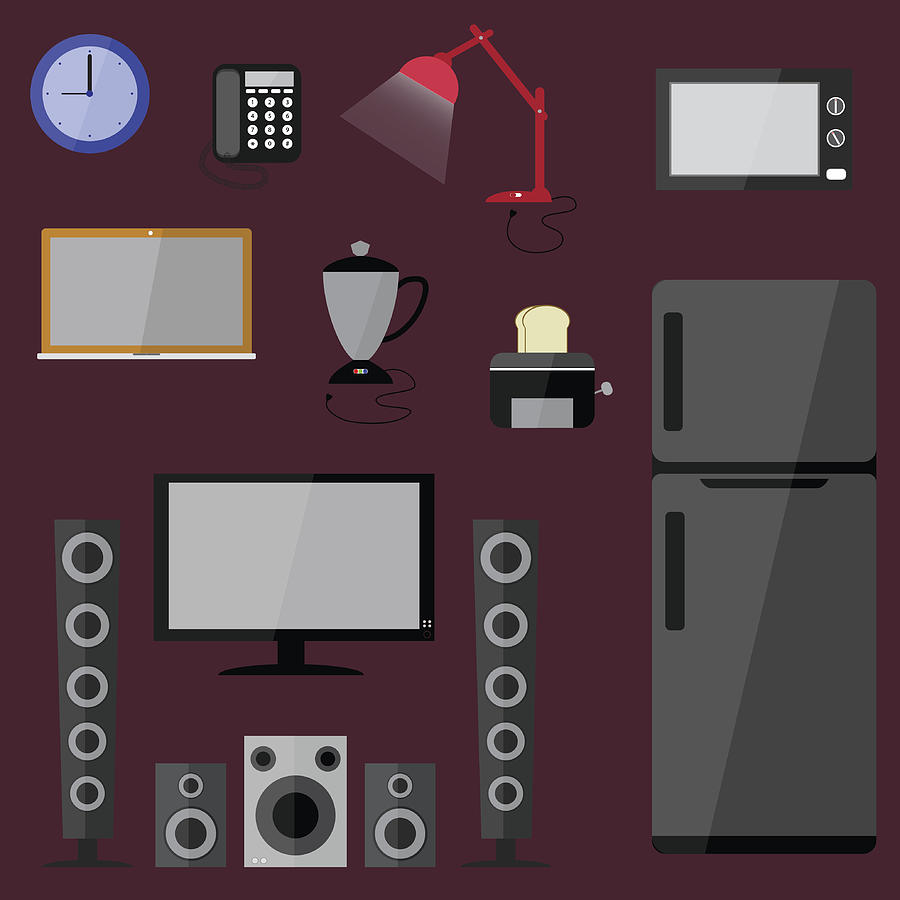 Electric Electronics Set  Household Equipment Vector Drawing by Sanhom