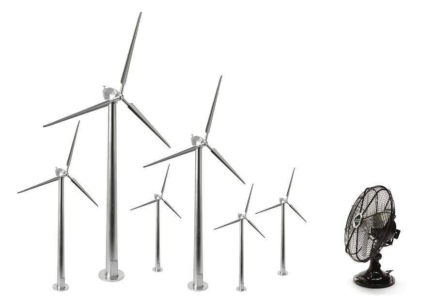 Electric fan and six wind turbines Photograph by Nicholas Eveleigh