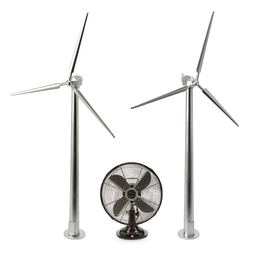 Electric fan and two wind turbines Photograph by Nicholas Eveleigh