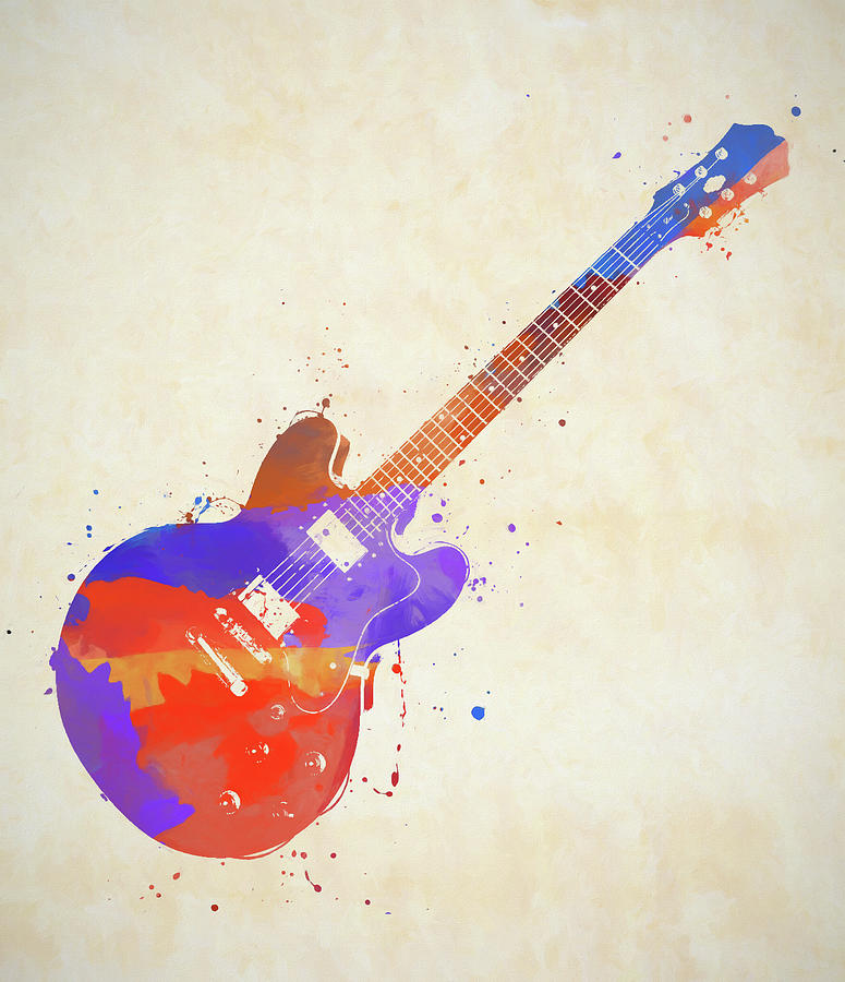 Electric Guitar Color Splash Painting by Dan Sproul