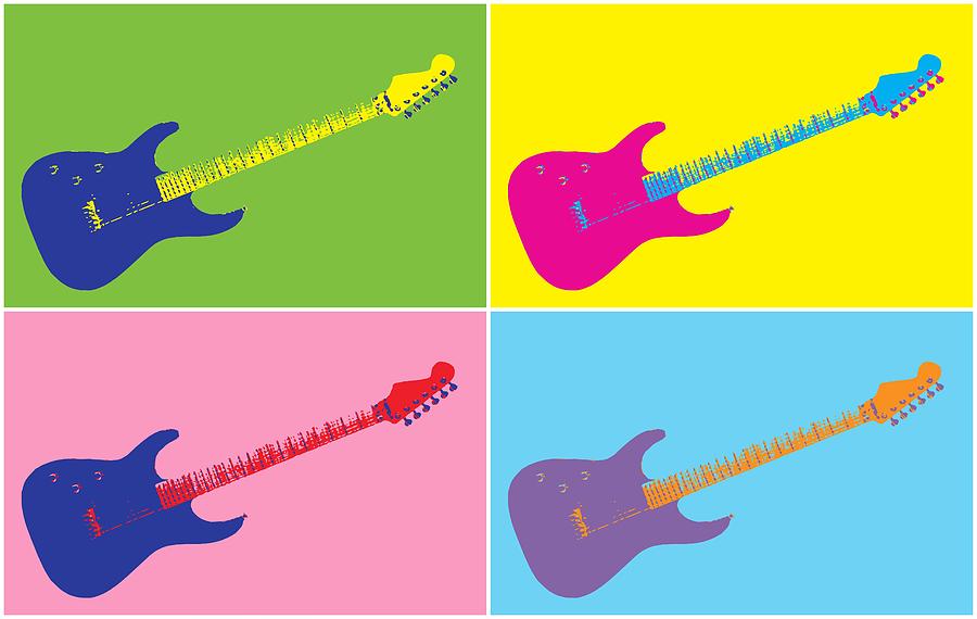Electric Guitar Pop Art Panels Digital Art by Dan Sproul