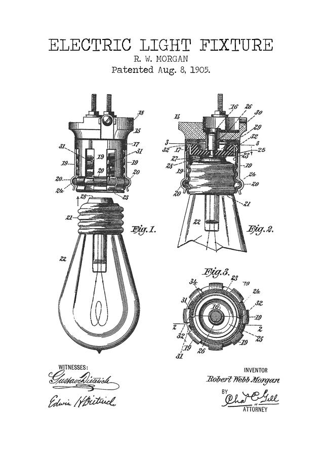 Electric Light Fixture Patent Digital Art By Dennson Creative - Fine 