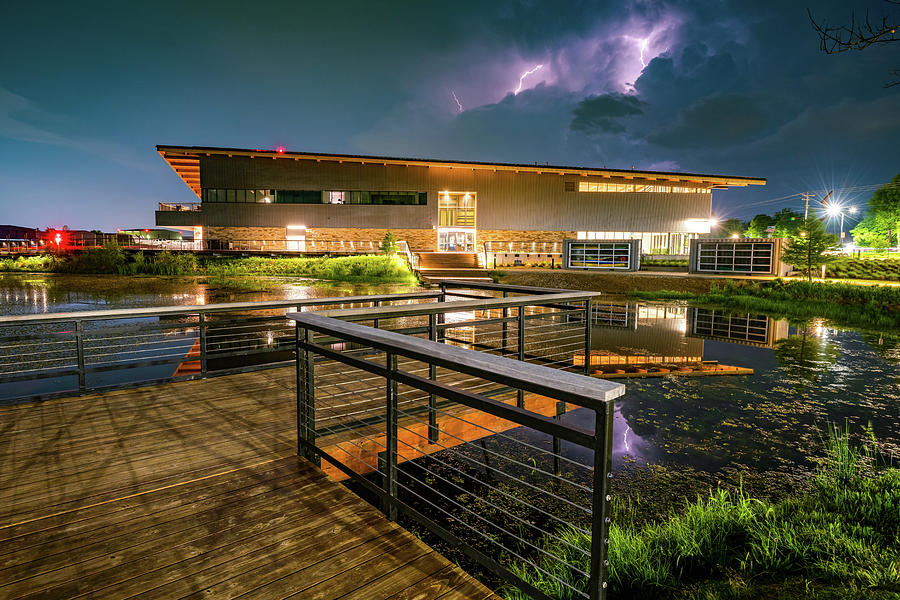 Landmark Photograph - Electric Skies Over The Thaden Fieldhouse - Northwest Arkansas by Gregory Ballos