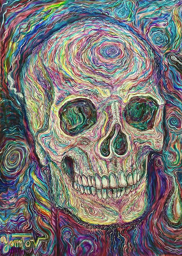 Electric Skull Painting by Yom Tov Blumenthal