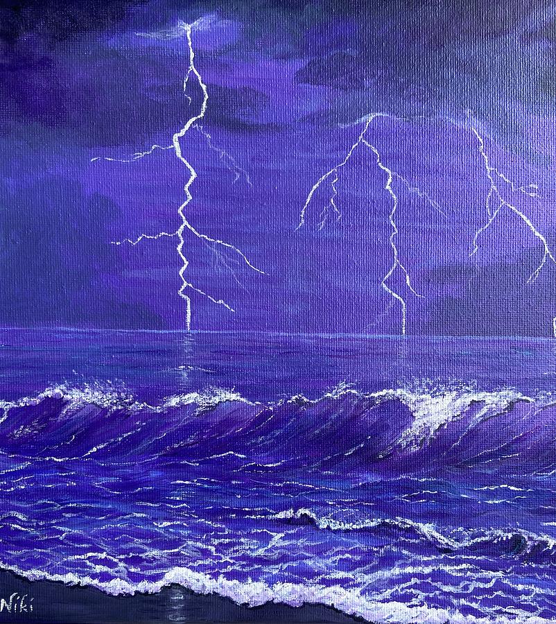 Electric Storm in Purple Painting by Nicola Garner | Fine Art America