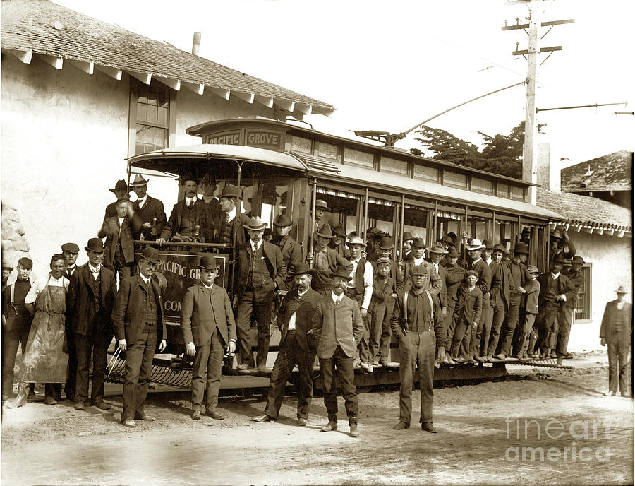 Electric Photograph -  Electric Street Car, Monterey in front , Custom House, 1903 by Monterey County Historical Society