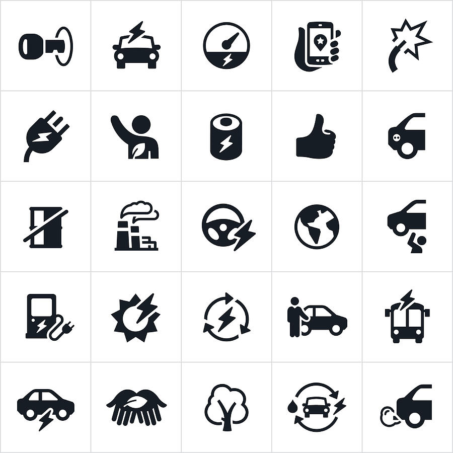 Electric Vehicle Icons Drawing by Appleuzr