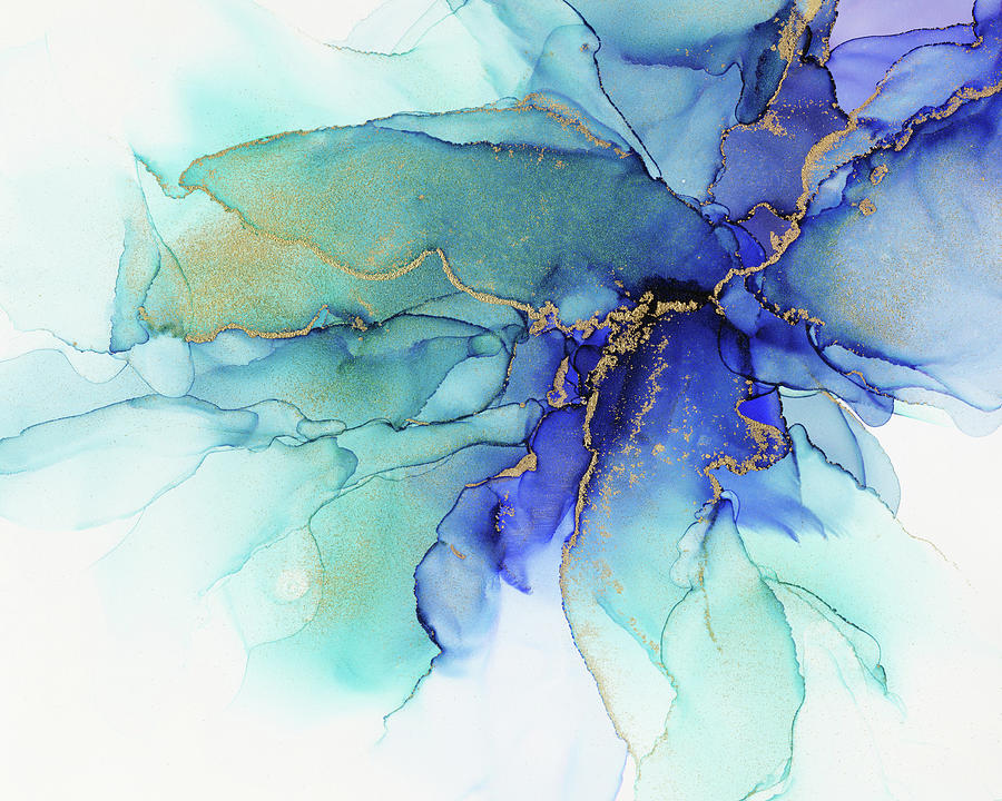 Mermaid Painting - Electric Wave Violet Turquoise Ink - Part 2 by Olga Shvartsur