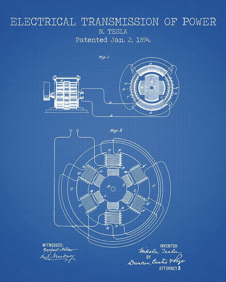 Vintage Digital Art - Electrical transmission blue patent by Dennson Creative