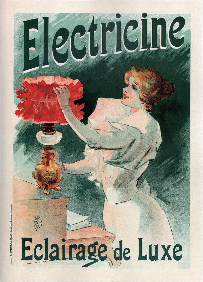 Vintage Digital Art - Electricine - Eclairage de Luxe - Vintage Advertising Poster - Lucien Lefevre by Studio Grafiikka