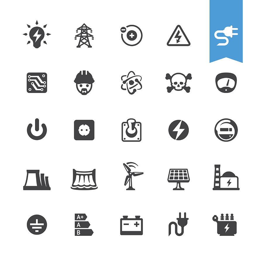 Electricity related vector icons Drawing by Lushik