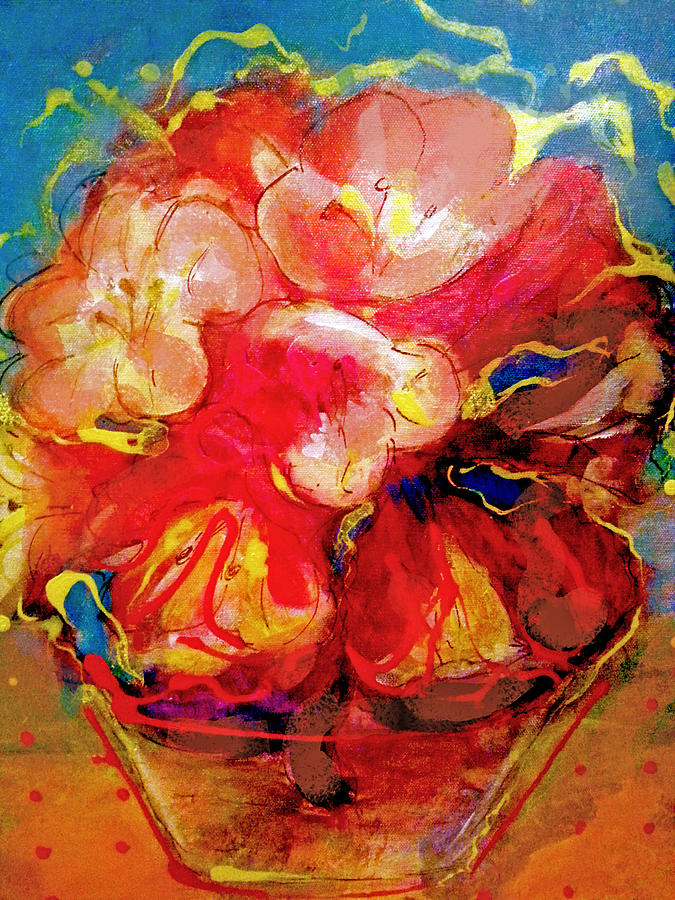 Electrify Flower Vase Painting by Rose Lewis