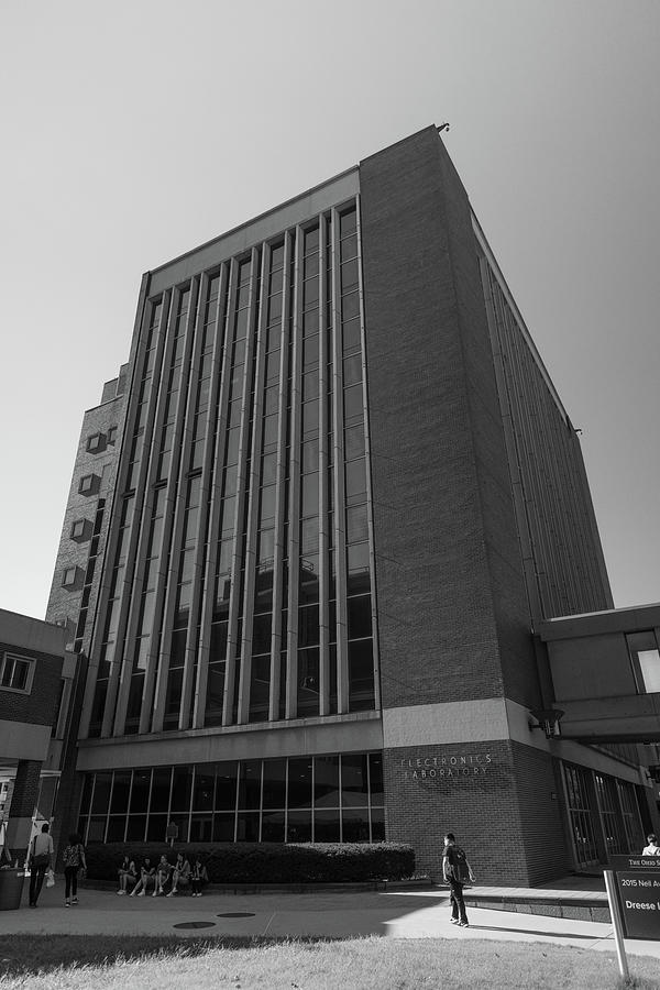 Electronic Laboratory at Ohio State University in black and white Photograph by Eldon McGraw