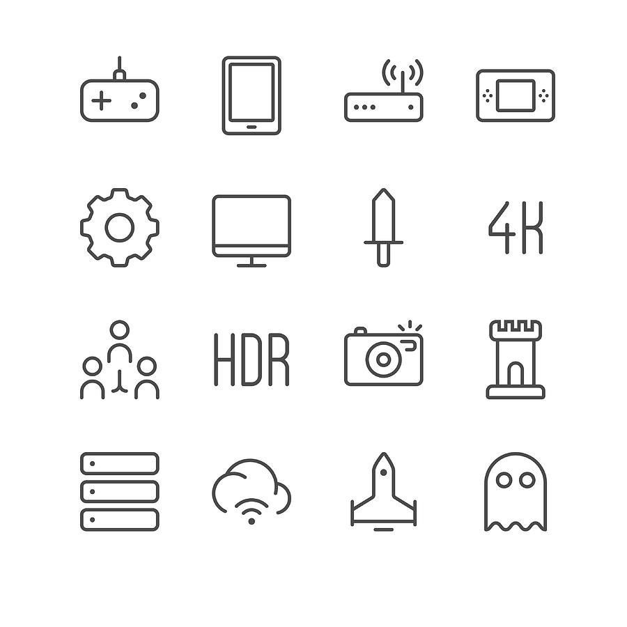 Electronic Sports and Video Games icons set 2 Drawing by Calvindexter