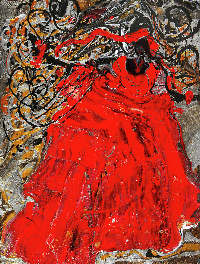 Elegance in Red Painting by Tessa Evette