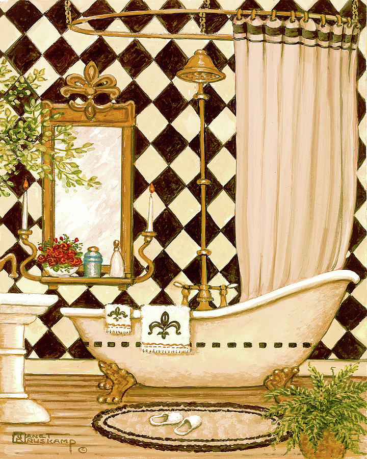 Bath Painting - Elegant Bath I by Janet Kruskamp