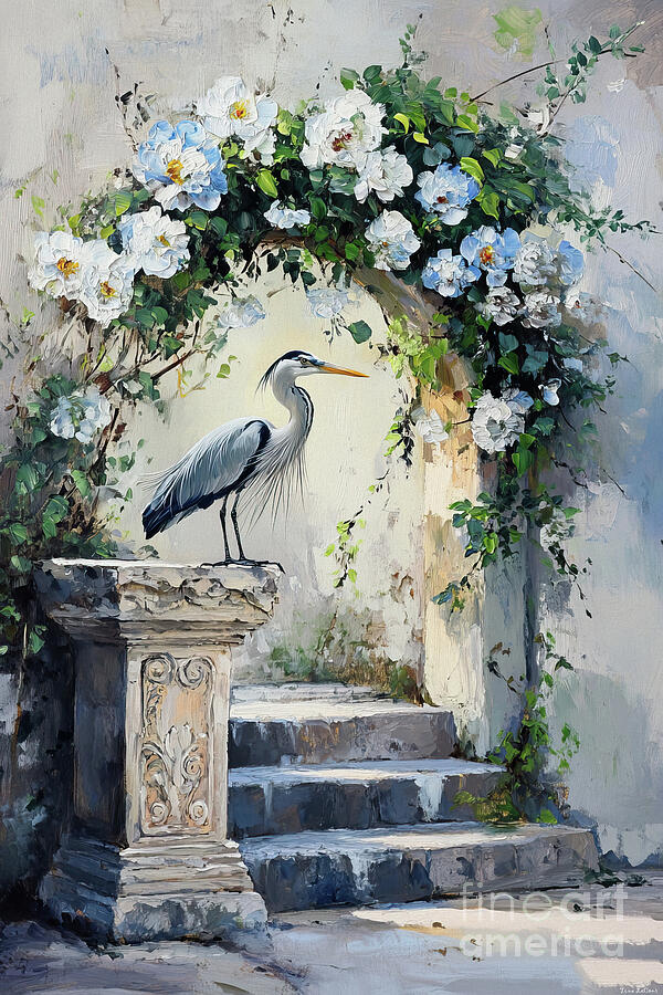 Elegant Blue Heron Painting by Tina LeCour Elegant Blue Heron Painting by Tina LeCour
