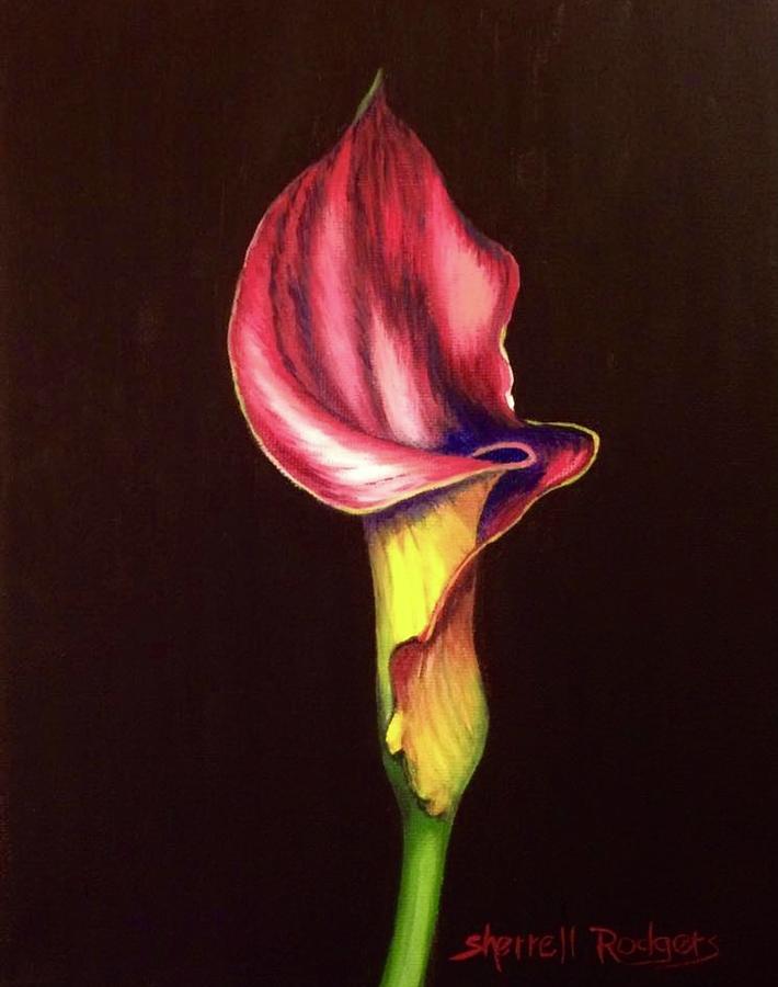 Elegant Calla Lily Painting by Sherrell Rodgers