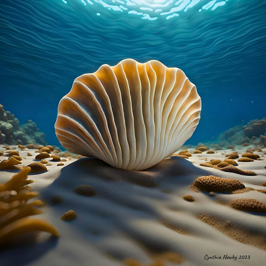 Elegant Clam Shell Digital Art by Cindys Creative Corner