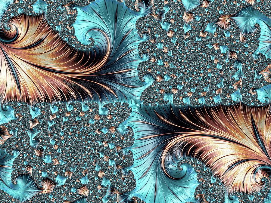 Elegant Copper and Teal Fractal Three Digital Art by Elisabeth Lucas