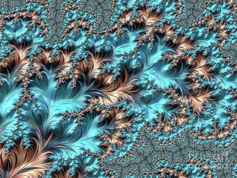 Elegant Copper and Teal Fractal Twenty-One Digital Art by Elisabeth ...