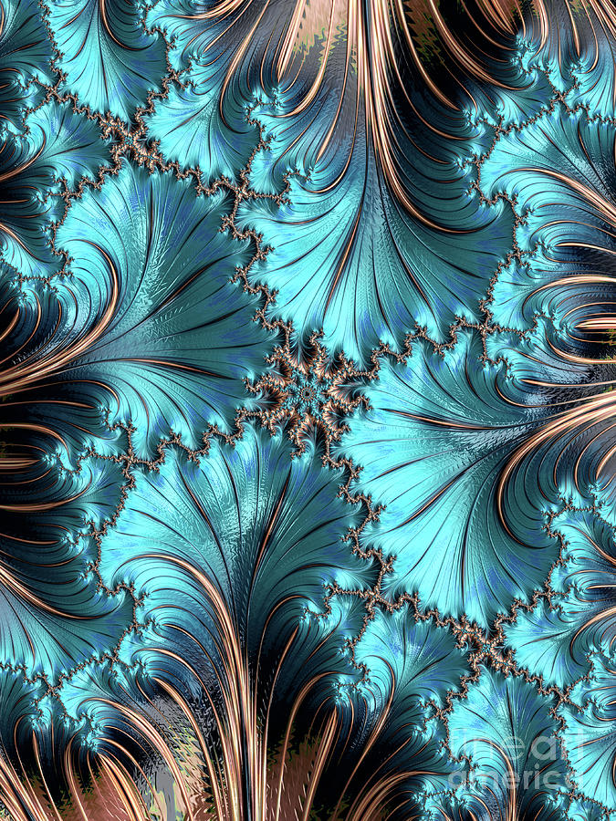 Elegant Copper and Teal Fractal Twenty-Two Digital Art by Elisabeth ...