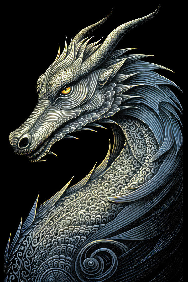 Elegant Dragon Portrait 01 Digital Art by Matthias Hauser