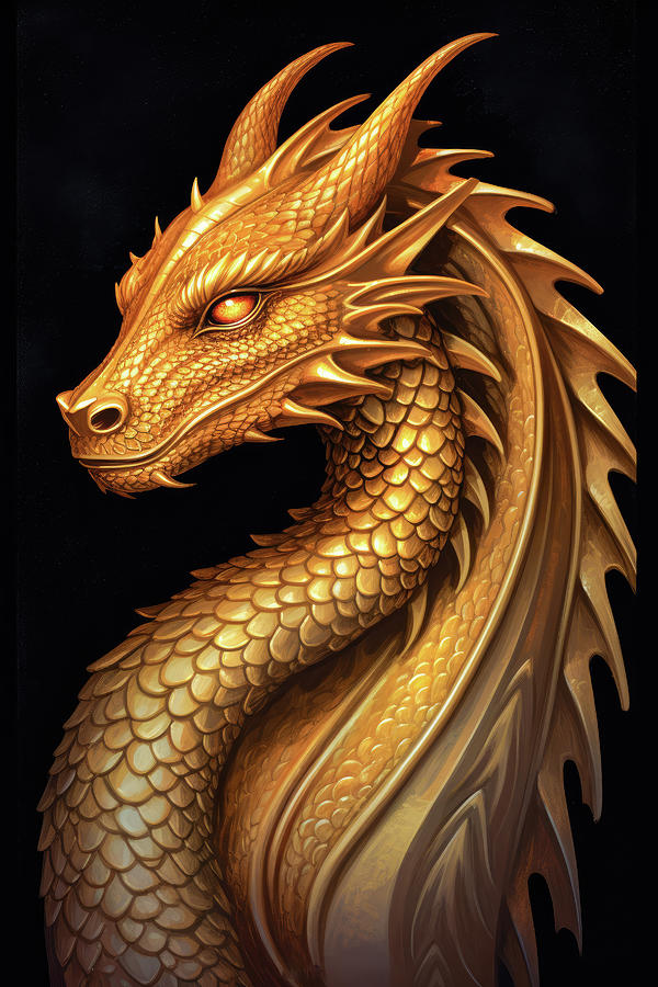 Elegant Dragon Portrait 02 Digital Art by Matthias Hauser