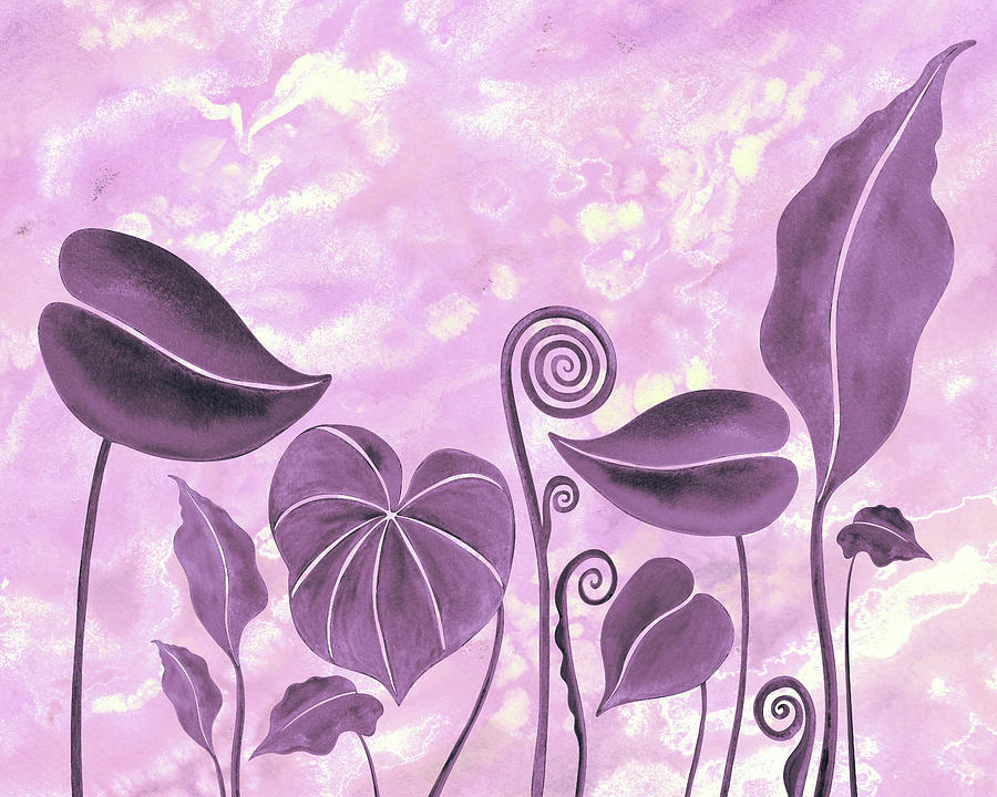 Elegant Exotic Tropical Leaves Garden Botanical Watercolor IX Painting by Irina Sztukowski